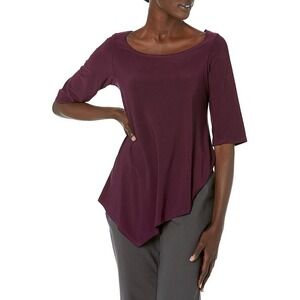 Star Vixen Womens 3X Plum Purple Asymmetrical Hem‎ Tunic Top 3/4 Sleeve